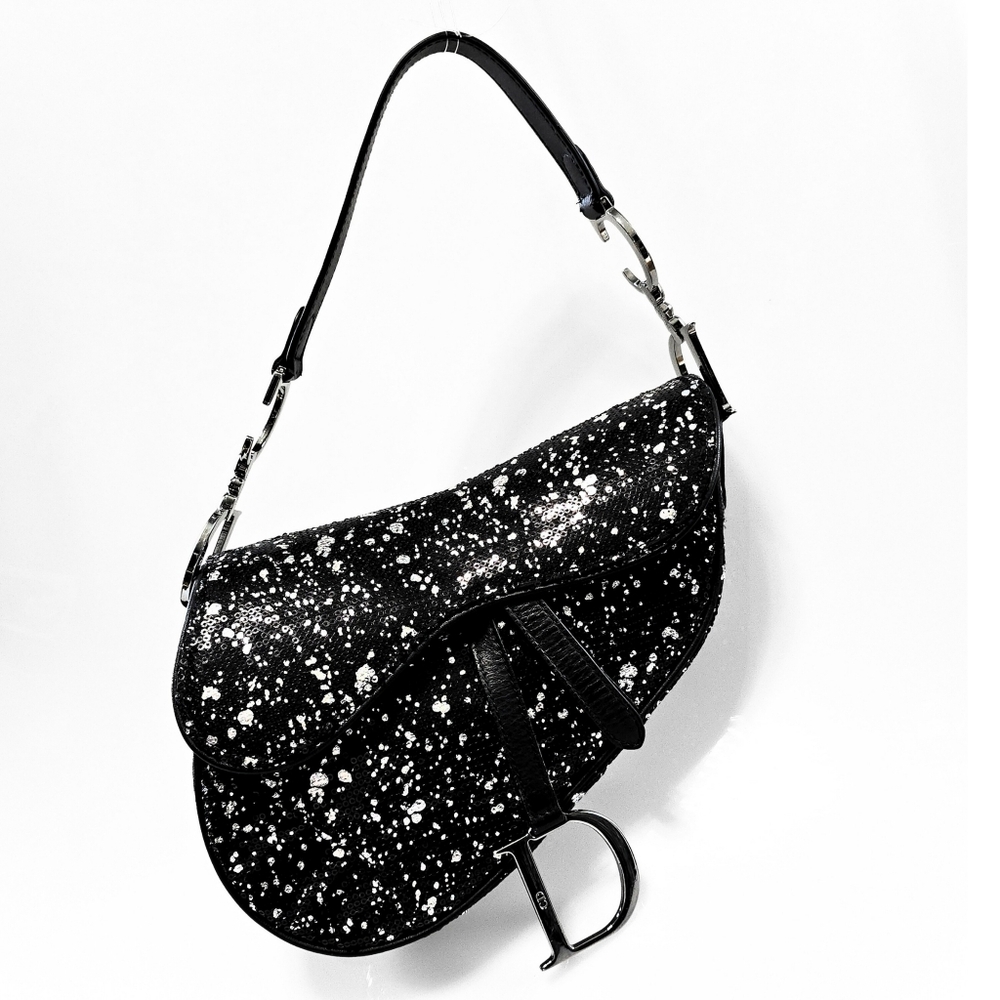 **SOLD**Dior Saddle Bag Vintage Sequins Silver Foil Splatter